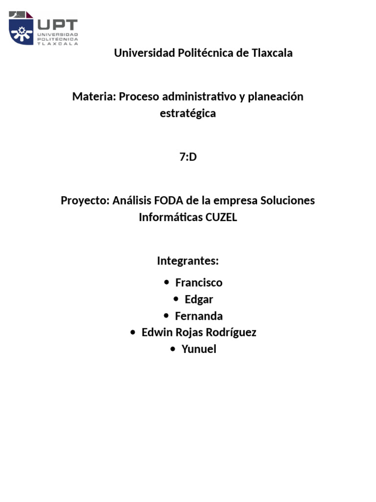 Análisis FODA y Estrategias de CUZEL | PDF | Análisis FODA | Business