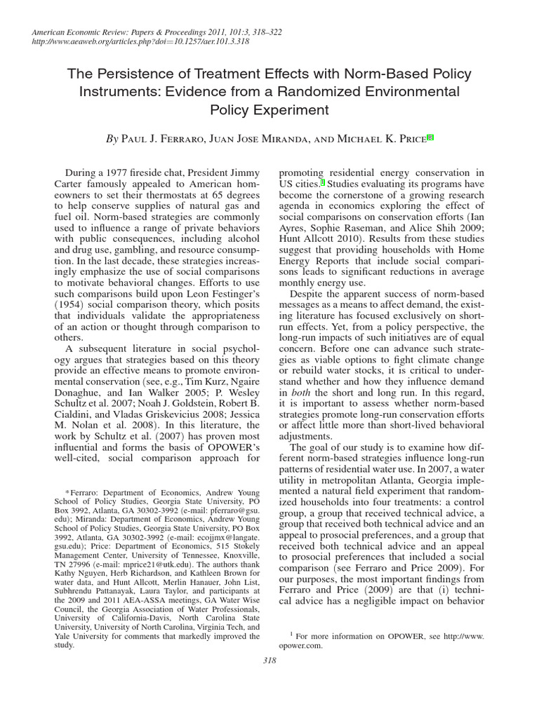 The Persistence of Treatment Effects With Norm-Based Policy Instruments ...