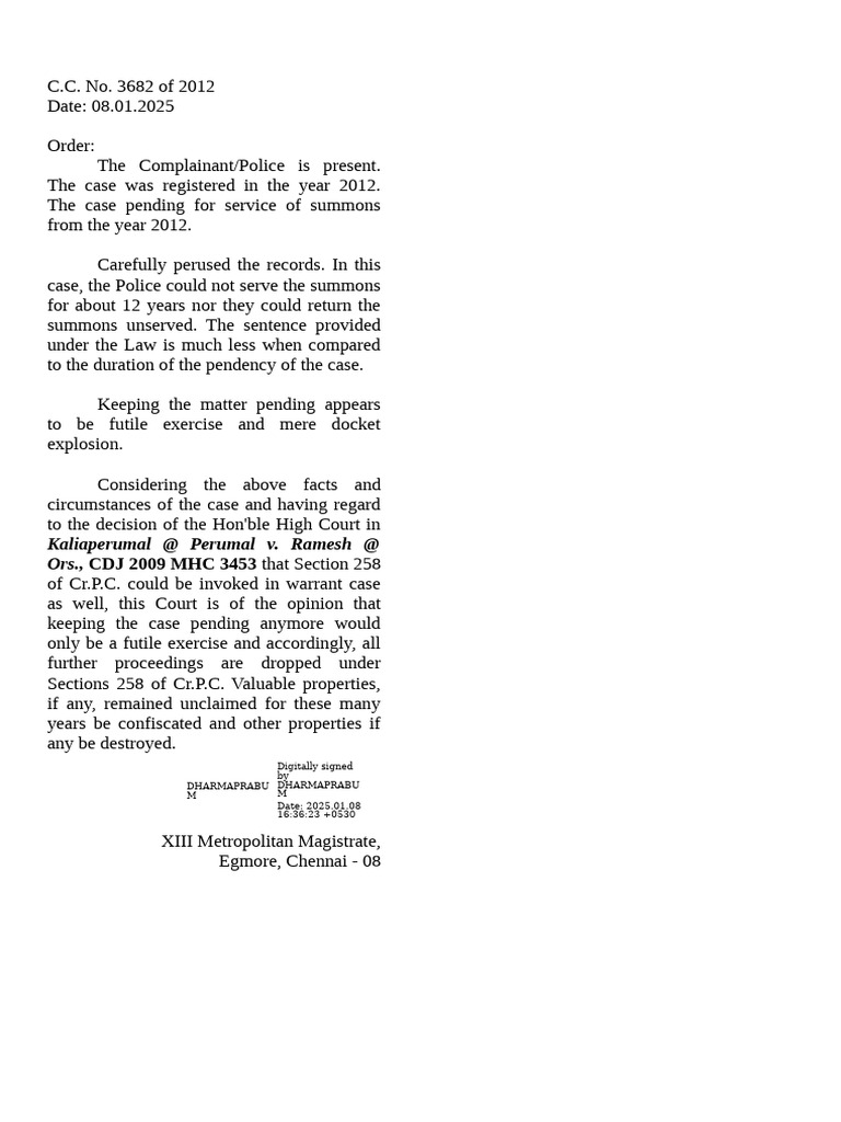 Case Closure Order After 12 Years | PDF