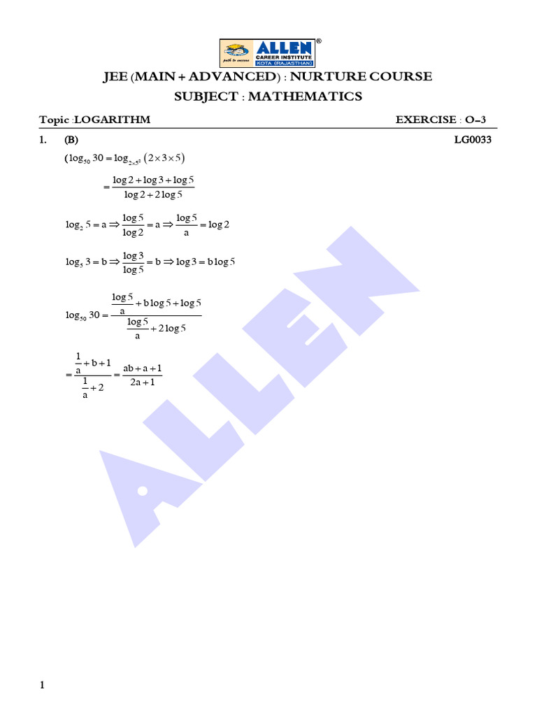 Exercise 1 1681985013 | PDF | Logarithm | Abstract Algebra