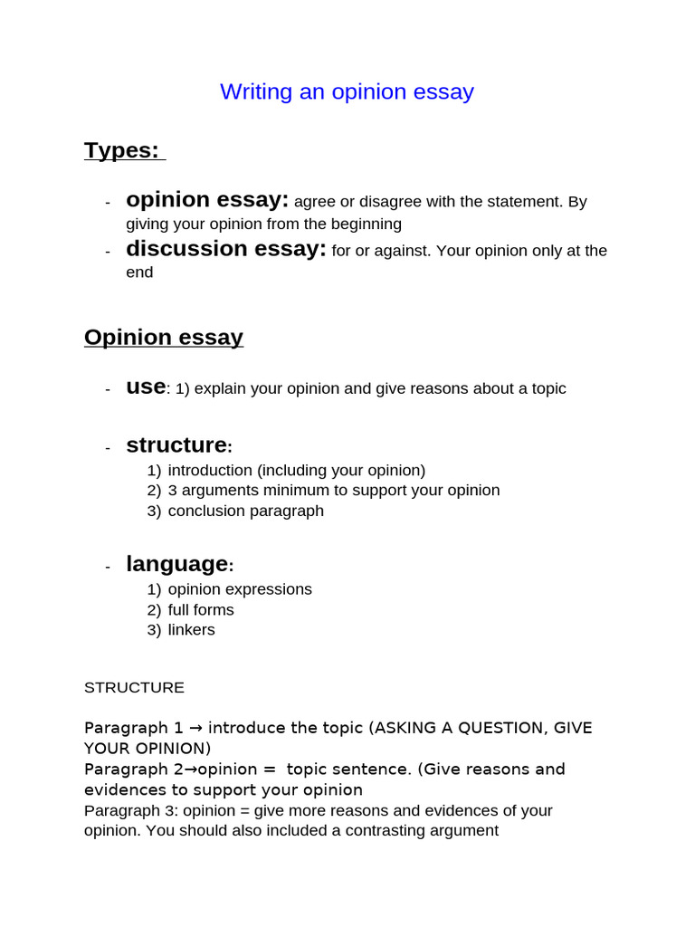 How to Write an Opinion Essay | PDF
