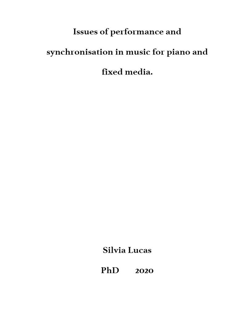 Piano and Fixed Media Synchronisation Issues | PDF | Electronic Music ...