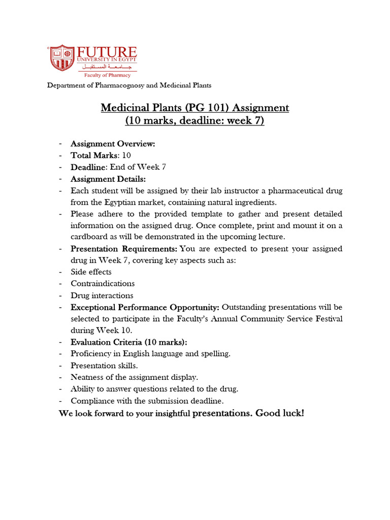 Medicinal Plants PG 101 Assignment | PDF