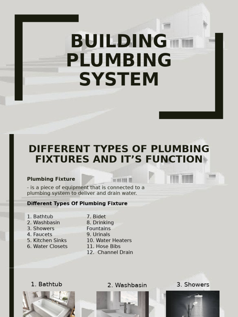 Types of Plumbing Fixtures and Pipes | PDF | Plumbing | Civil Engineering