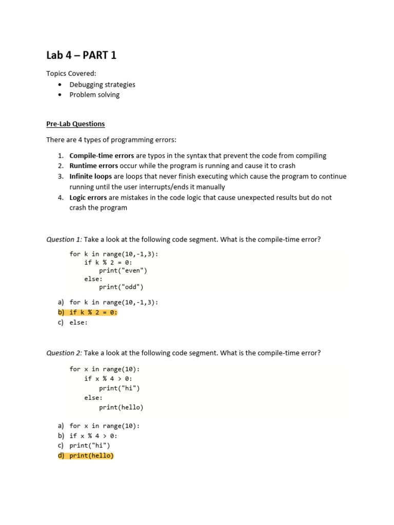 Uwo Comp Sci 1026 Lab - 4 | PDF | Control Flow | Debugging
