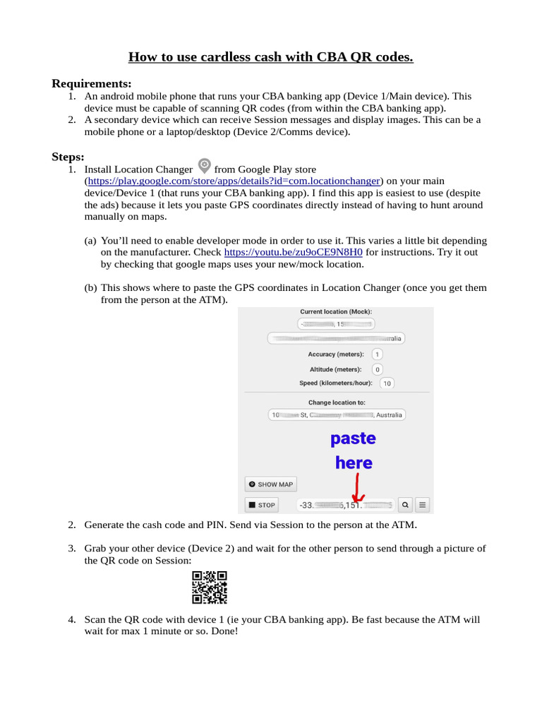 Cardless Cash with CBA QR Codes Guide | PDF