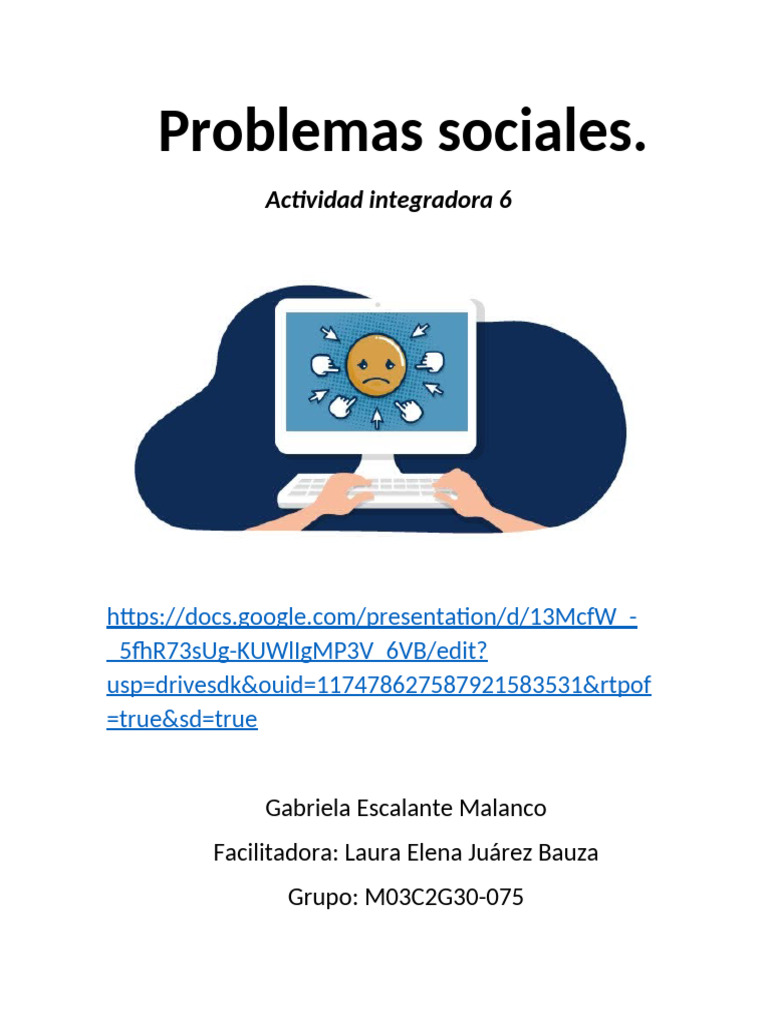 Problemas Sociales Actividad Integradora Pdf