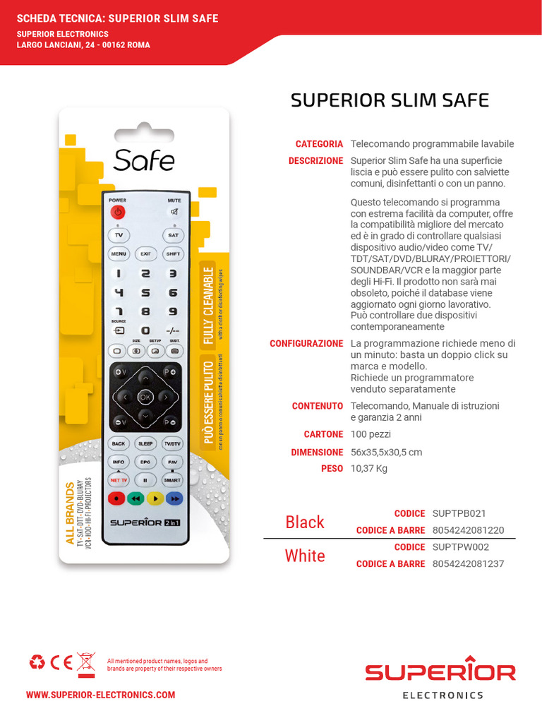 Superior Slim Safe Data Sheet IT | PDF