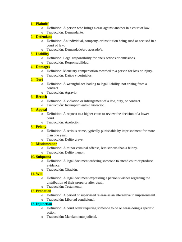 Legal Terminology 2 (1) | PDF | Damages | Felony