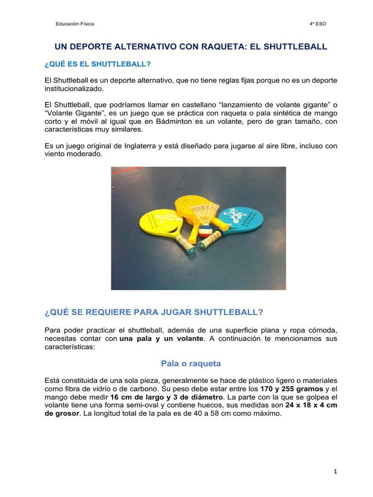 Introducción al Shuttleball: Reglas y Equipos | PDF | Deportes