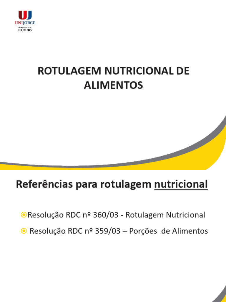 Aula Rotulagem Nutricional Pdf Nutrientes Energia Alimentar