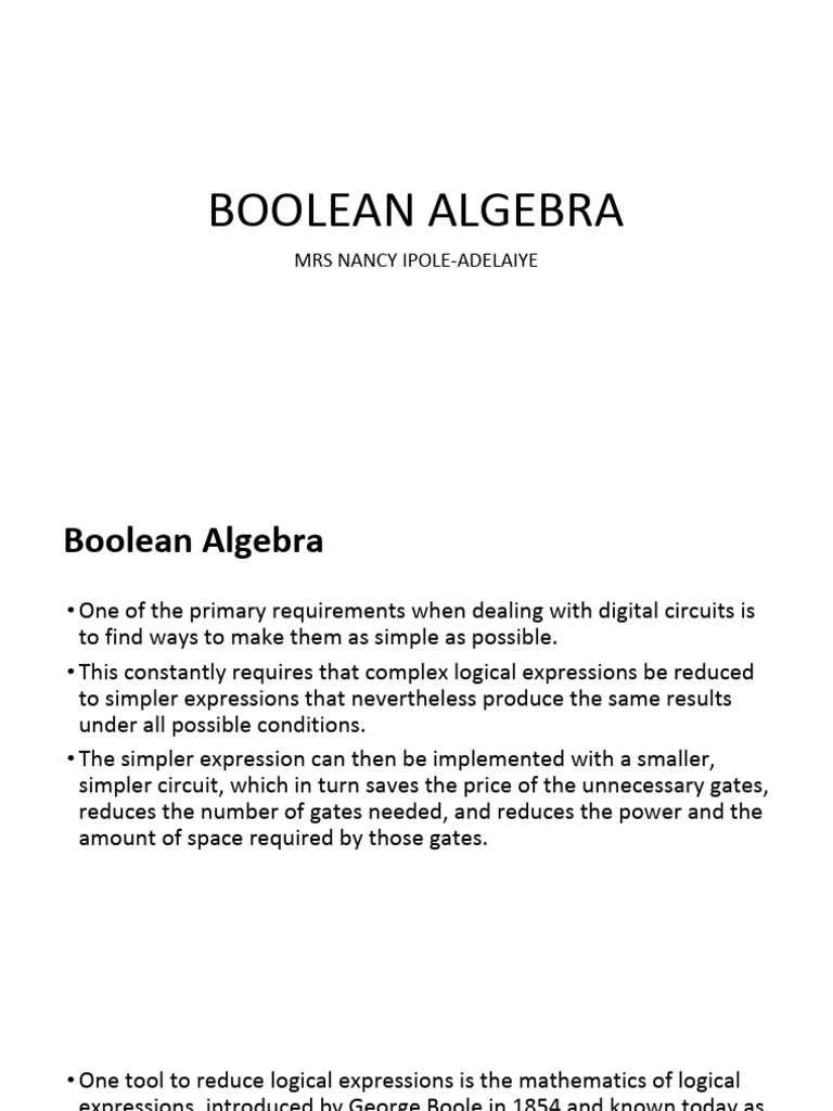 Understanding Boolean Algebra Basics | PDF | Boolean Algebra | Teaching ...