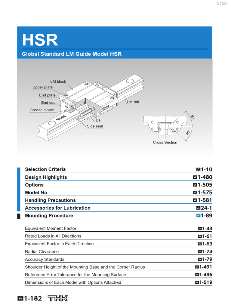Global Standard LM Guide Model HSR: Upper Plate LM Block | PDF