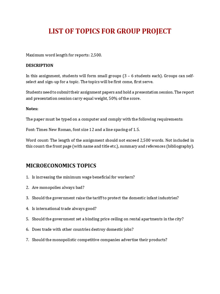 Economics Project Topics | PDF