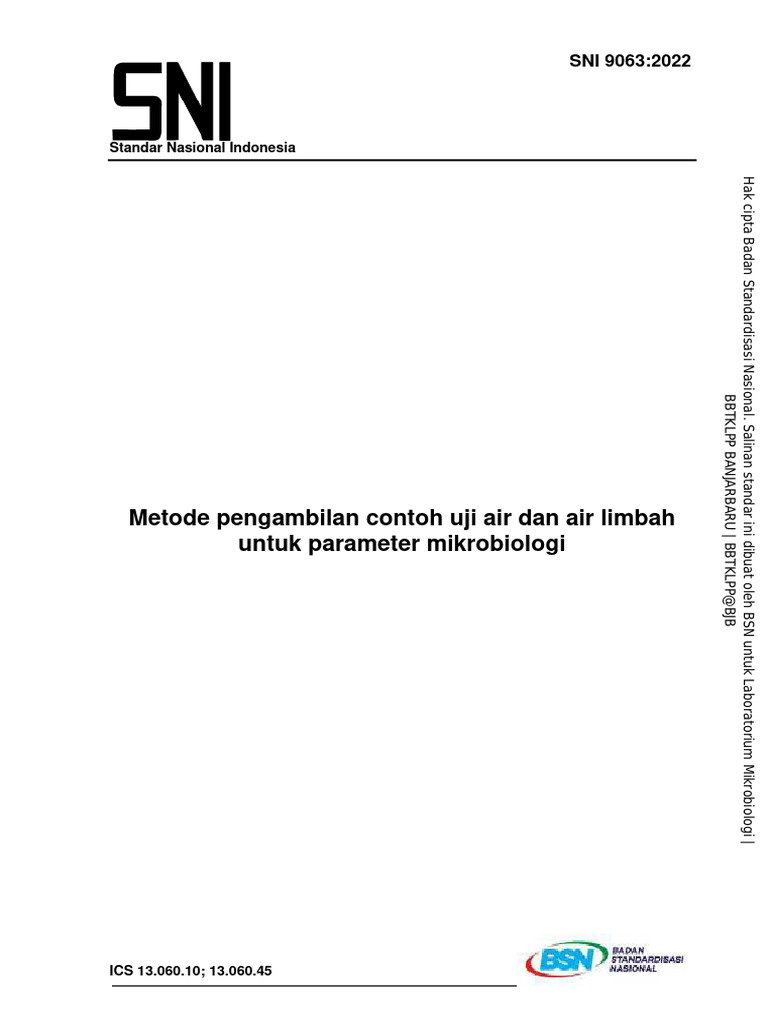 SNI 9063 2022 - Sampling AIR (Mikro) | PDF