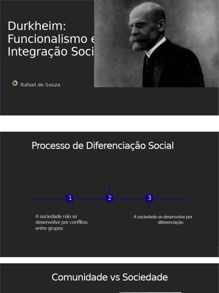 Funcionalismo e Coesão Social em Durkheim | PDF | Sociologia | Émile ...