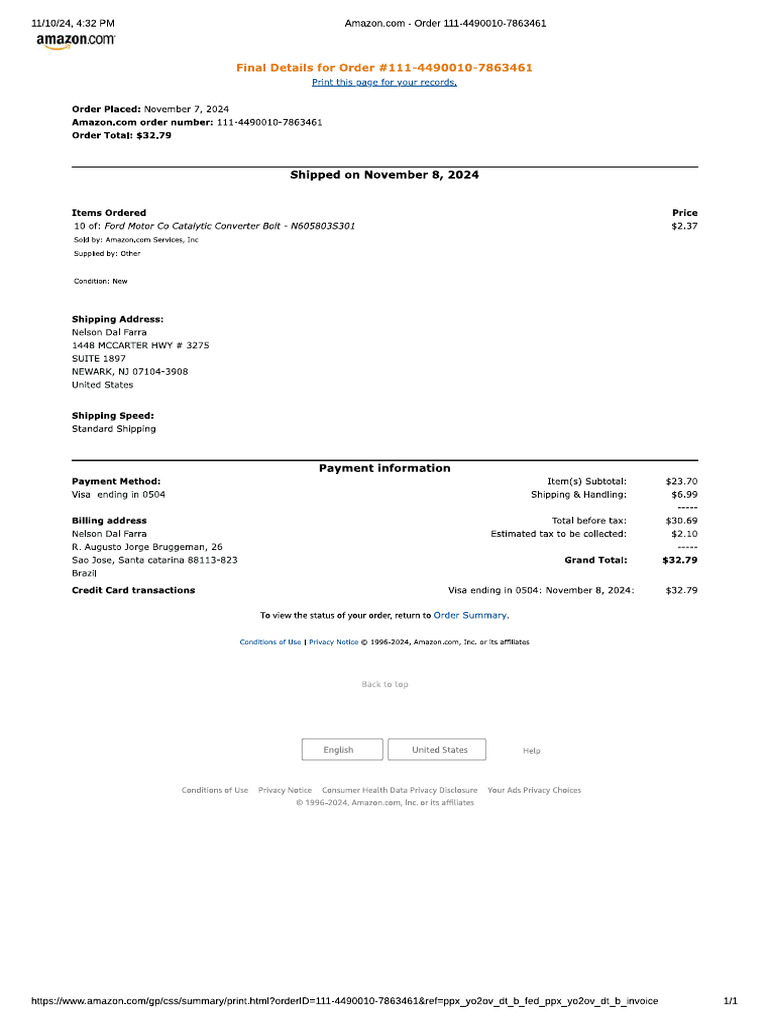 Ford AMZ Invoice | PDF