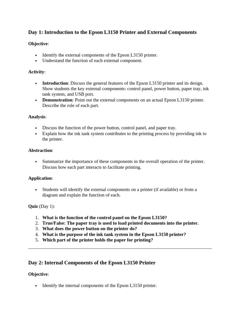 Epson L3150 Printer Components Guide | PDF | Troubleshooting | Printer ...