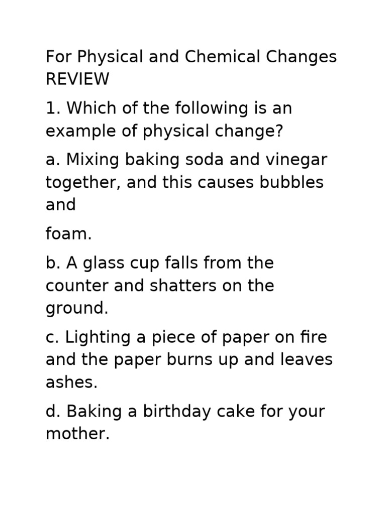 For Physical and Chemical Changes REVIEW | PDF