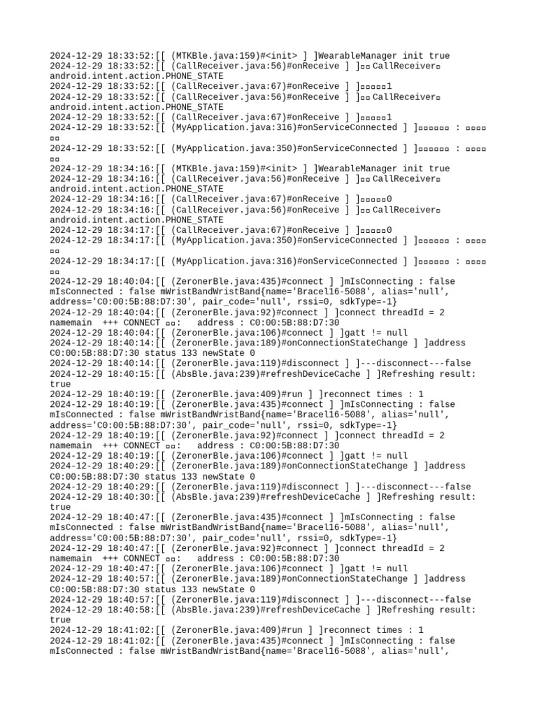 Bluetooth Connection Logs for Wearable | PDF