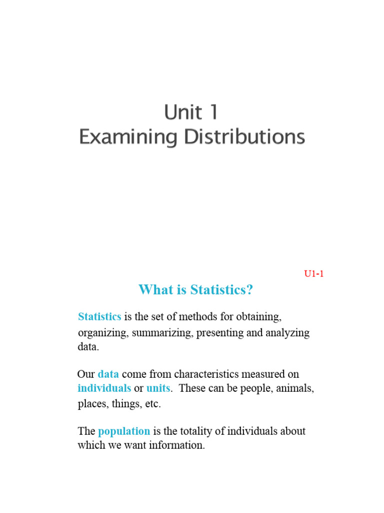 Unit 1 Notes | PDF | Variance | Mean