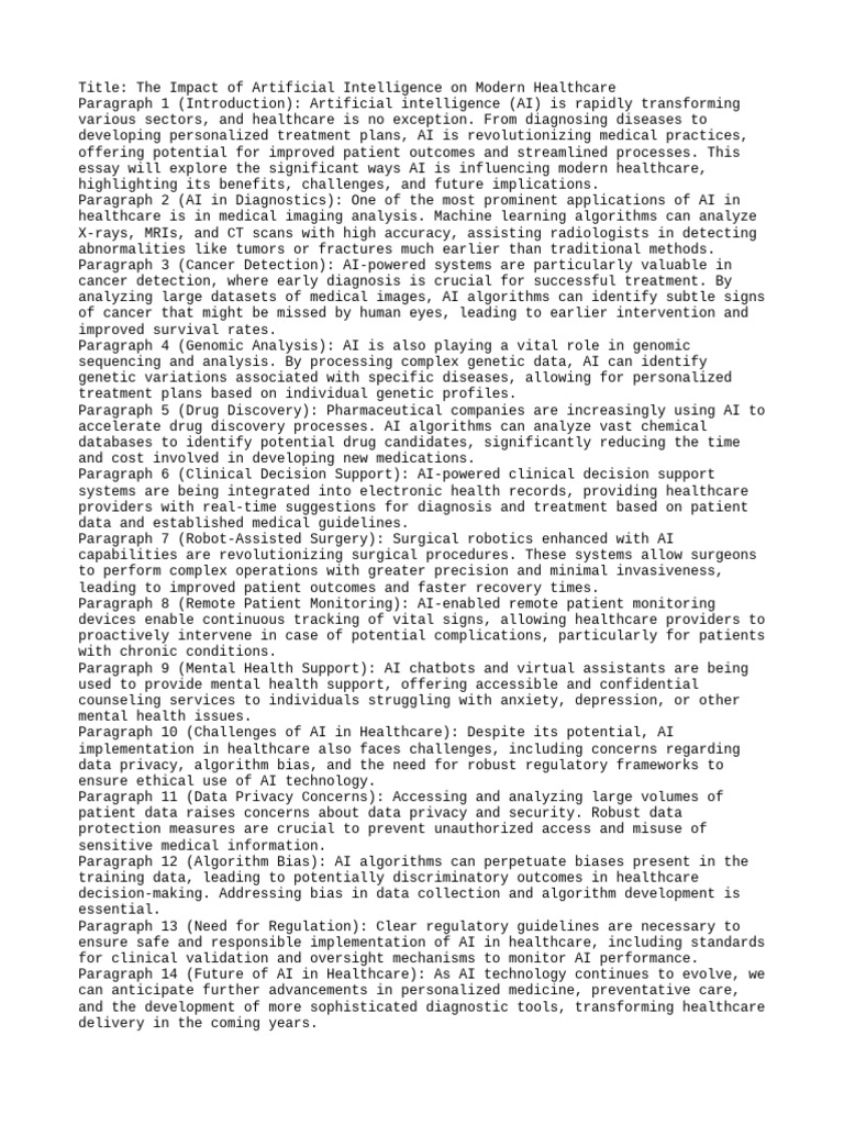 The Impact of Artificial Intelligence On Modern Healthcare | PDF ...