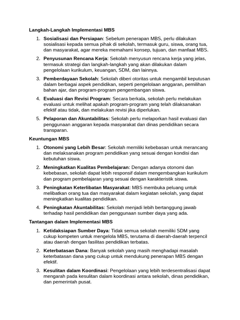 Langkah Implementasi Manajemen Berbasis Sekolah | PDF