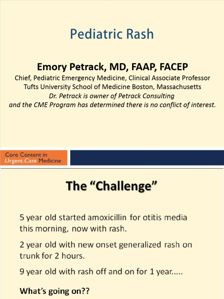 Pediatric Rash Diagnosis and Management Guide | PDF