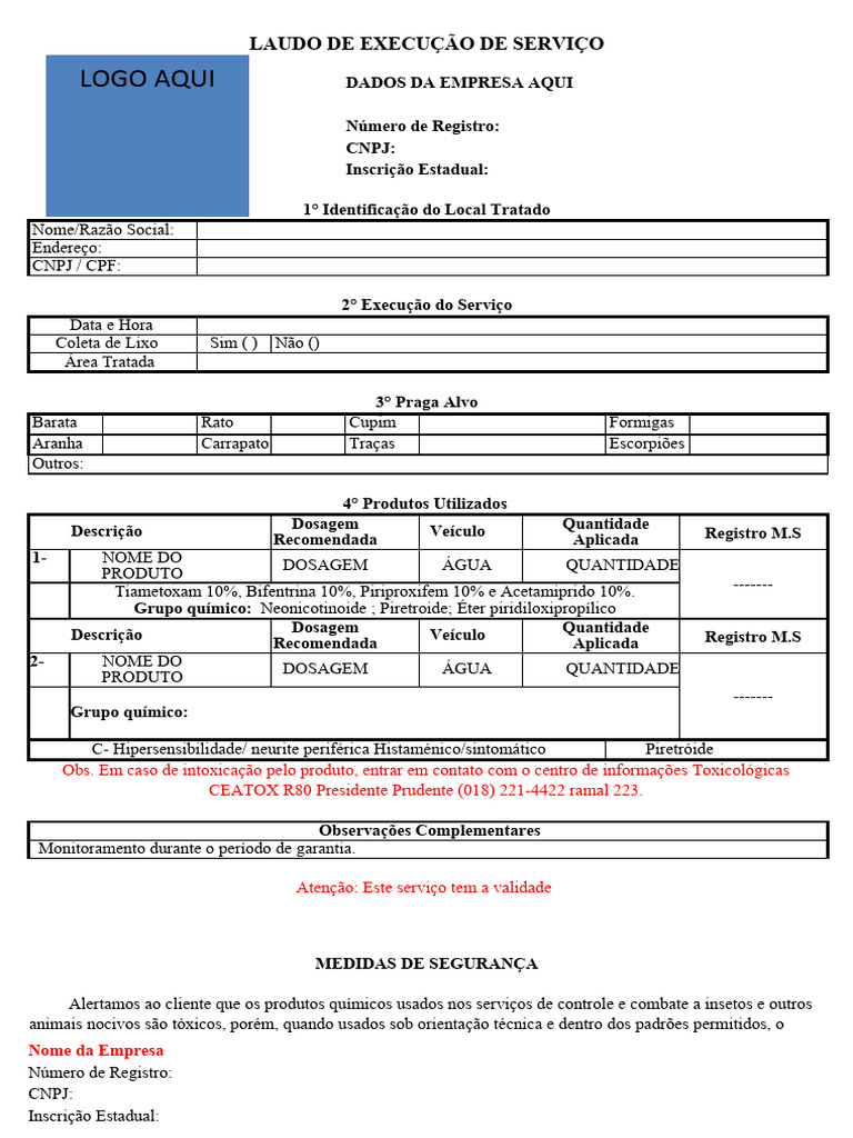 Laudo de Execução de Serviço 1 | PDF