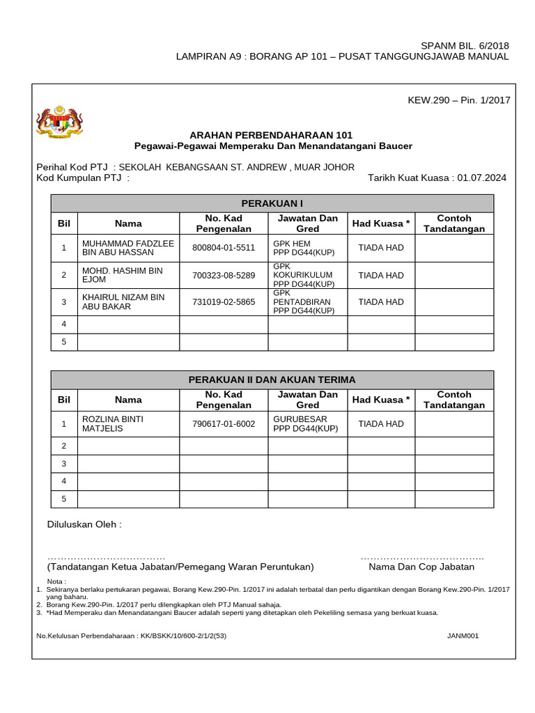 Borang AP 101: Panduan Perakuan Baucer | PDF