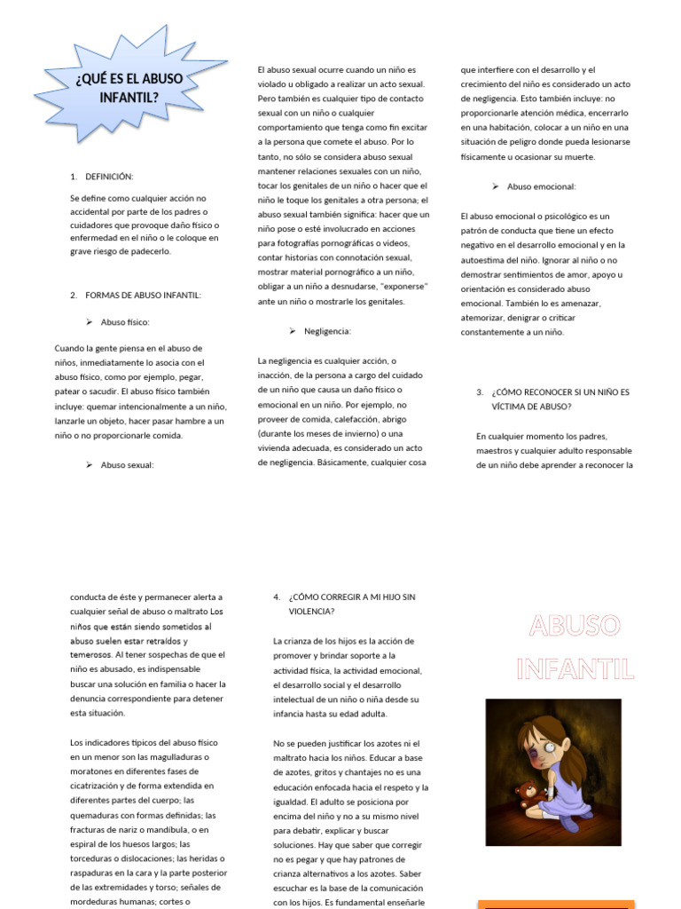Triptico Abuso Infantil | PDF | Abuso sexual | Abuso infantil