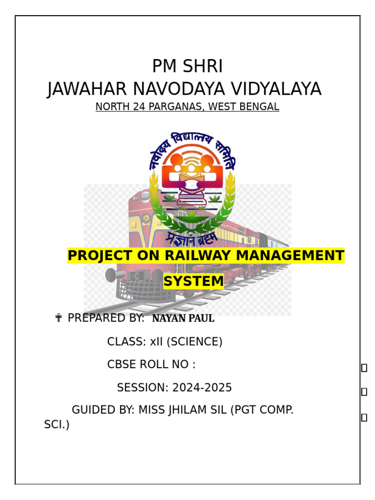 Railway - PROJECT NAYAN PAUL 2. | PDF | Databases | Computing