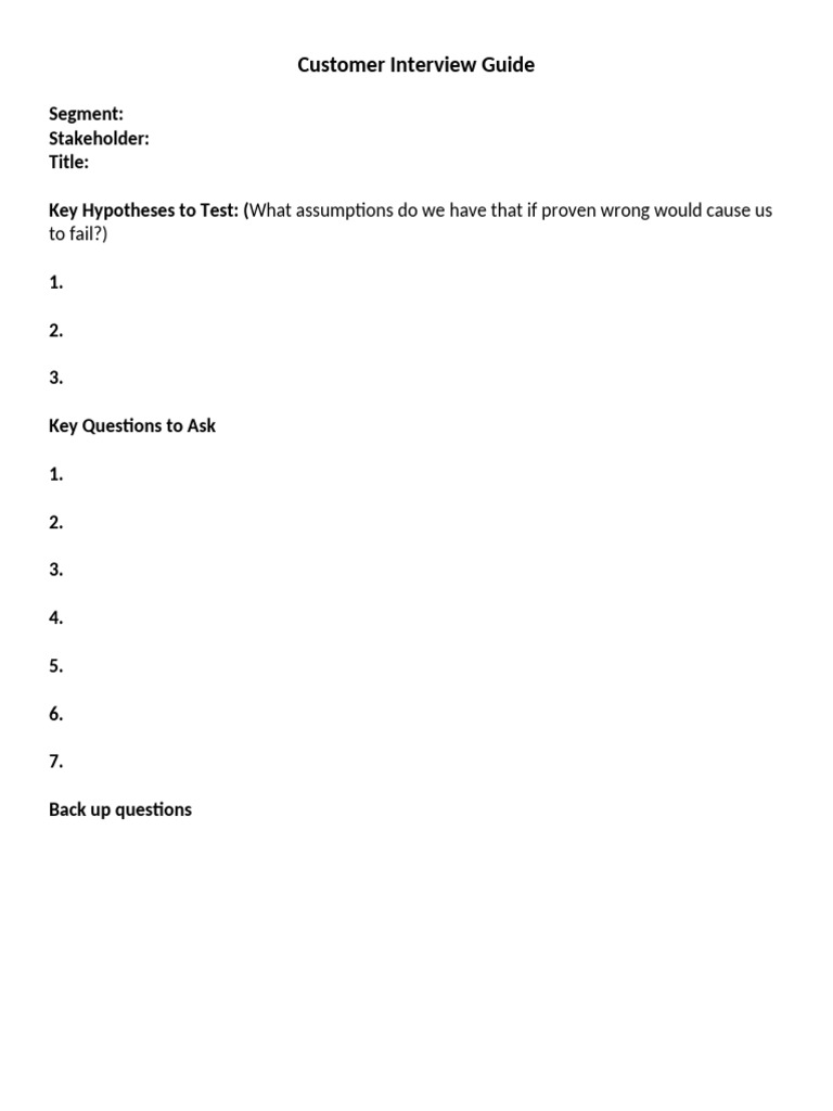 Customer Interview Guide | PDF
