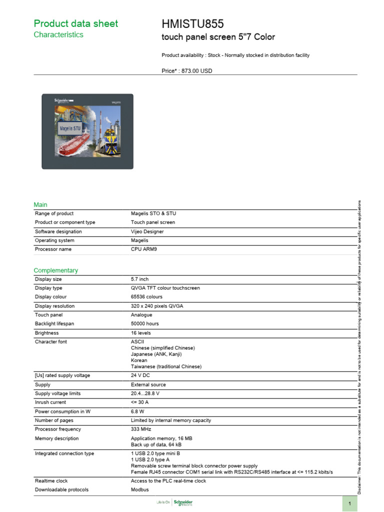 Magelis STO & STU - HMISTU855 | PDF | Touchscreen | Display Technology