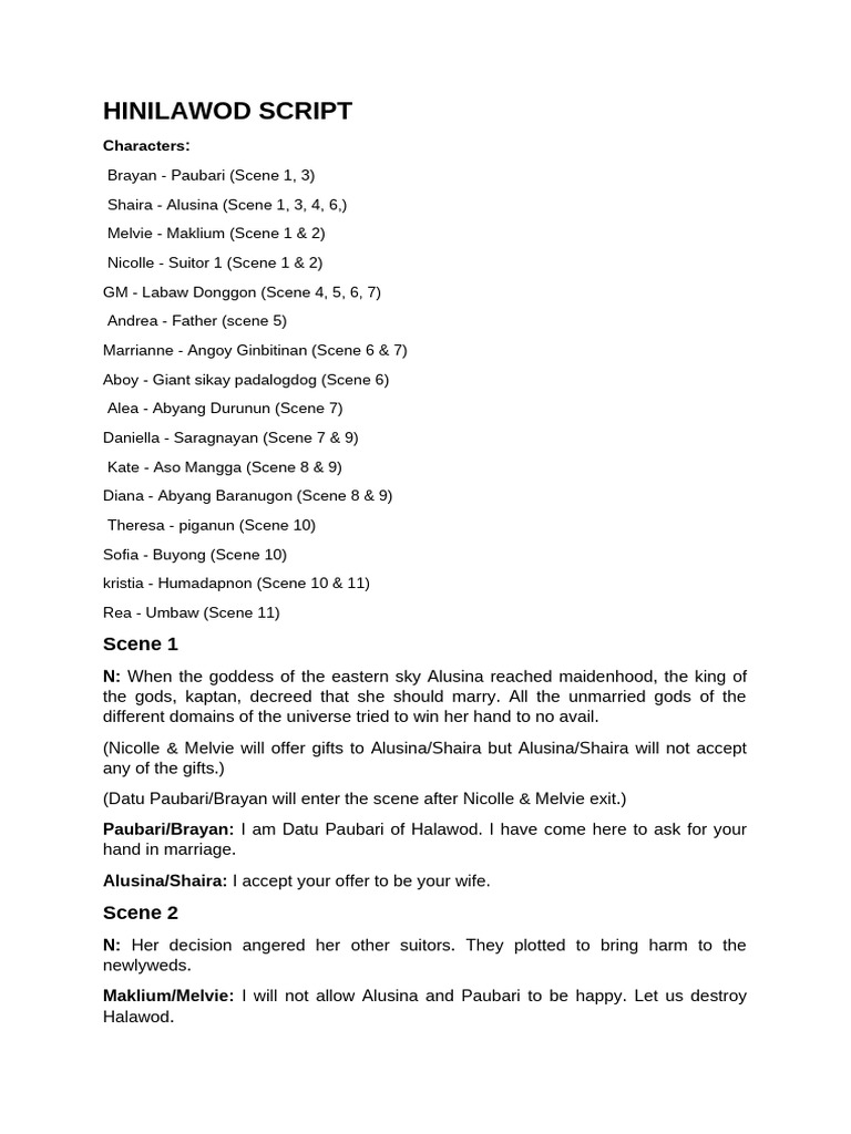 HINILAWOD-SCRIPT | PDF