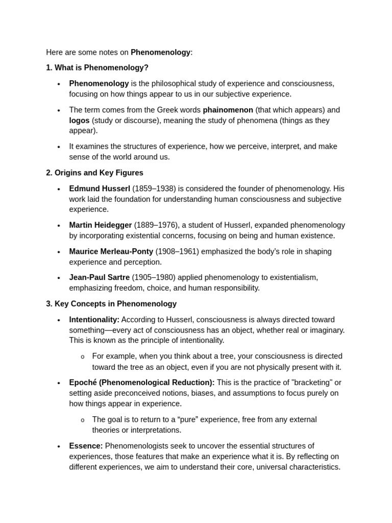 Understanding Phenomenology: Key Concepts | PDF | Phenomenology ...