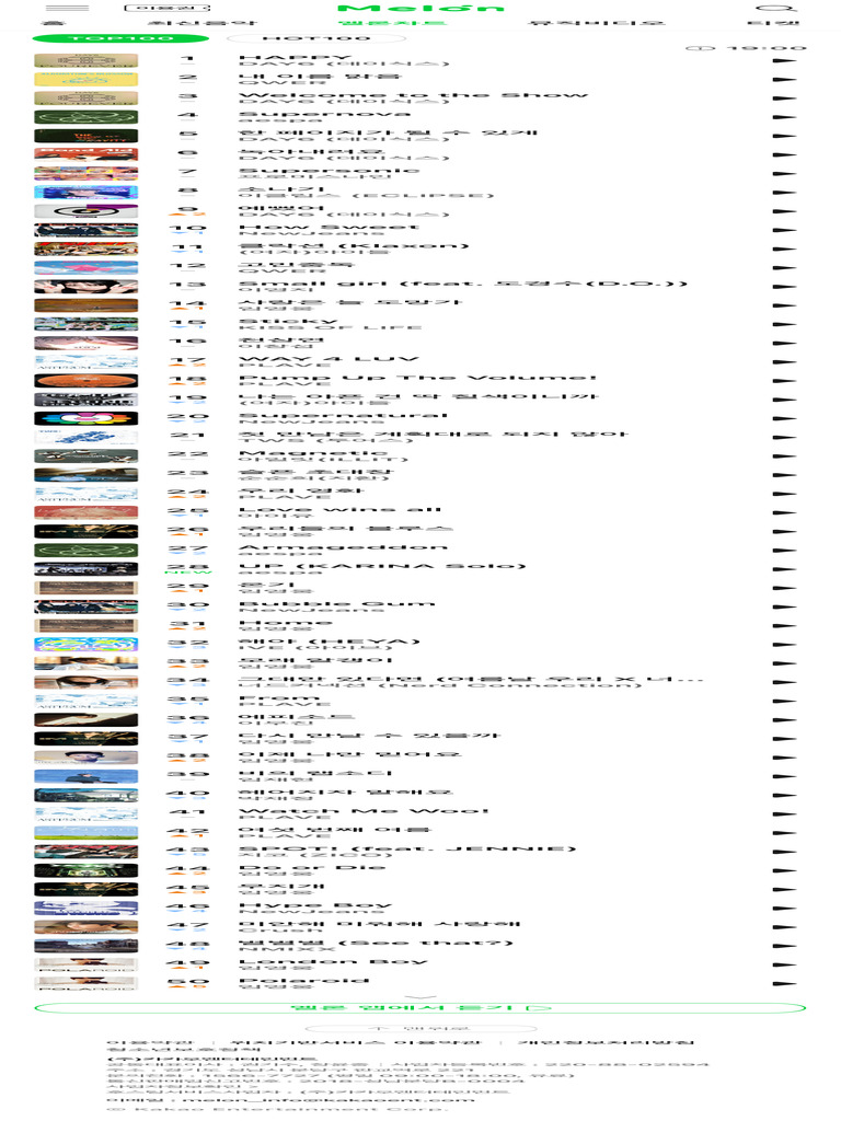Melon Music Chart Top 50 Songs | PDF