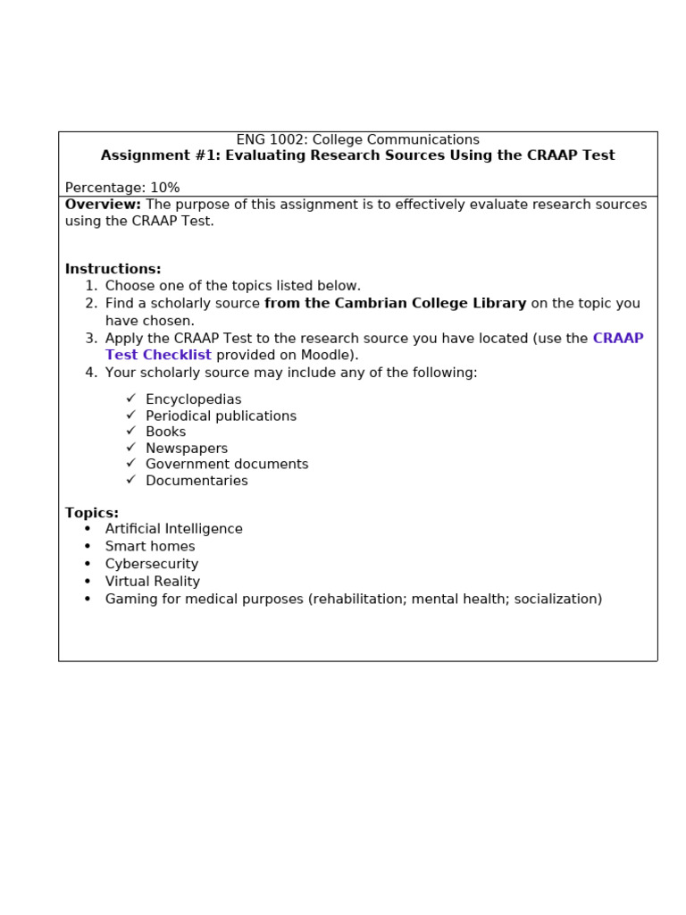 Evaluating Sources with the CRAAP Test | PDF
