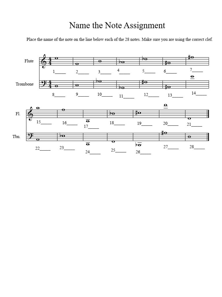 Name The Note Assignment | PDF | Pitch (Music) | Musical Compositions