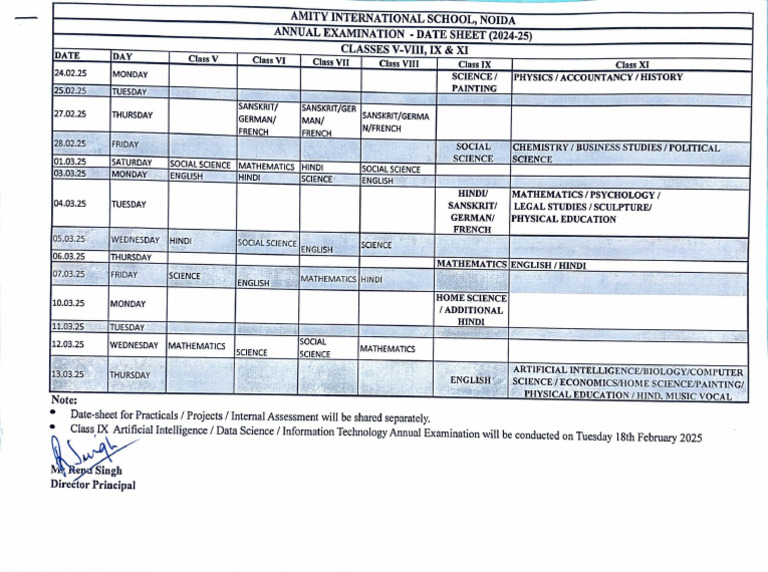 Annual examination datesheet-2024-25 | PDF | Inquiry | Science