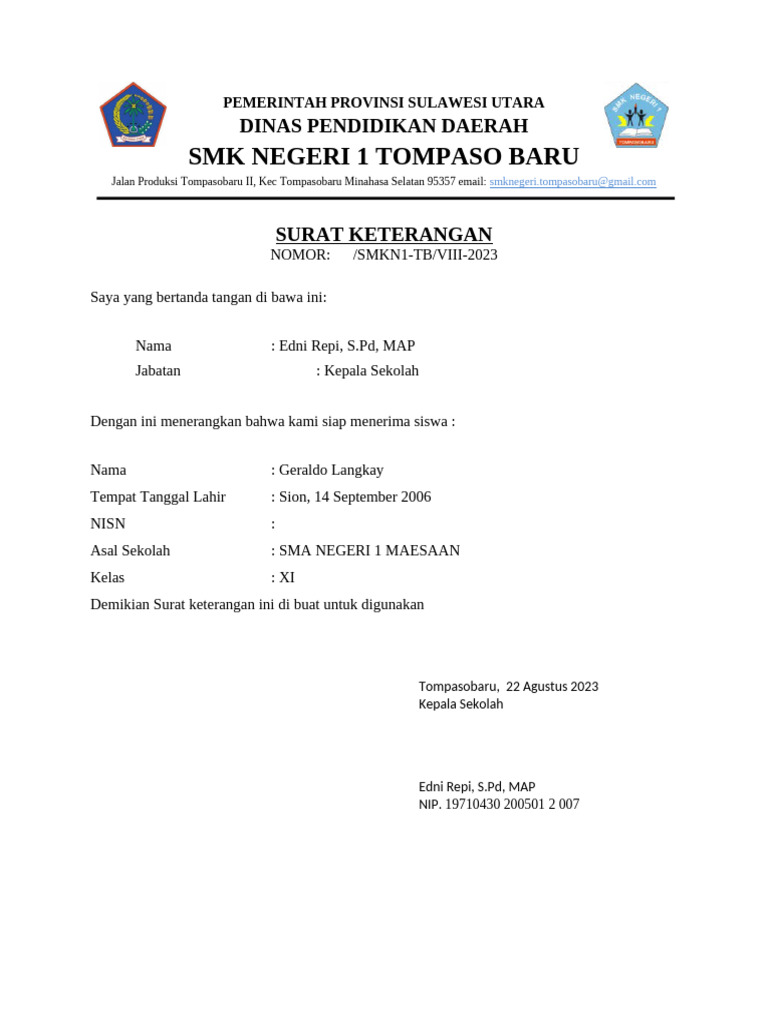 Rekom Trima Siswa | PDF