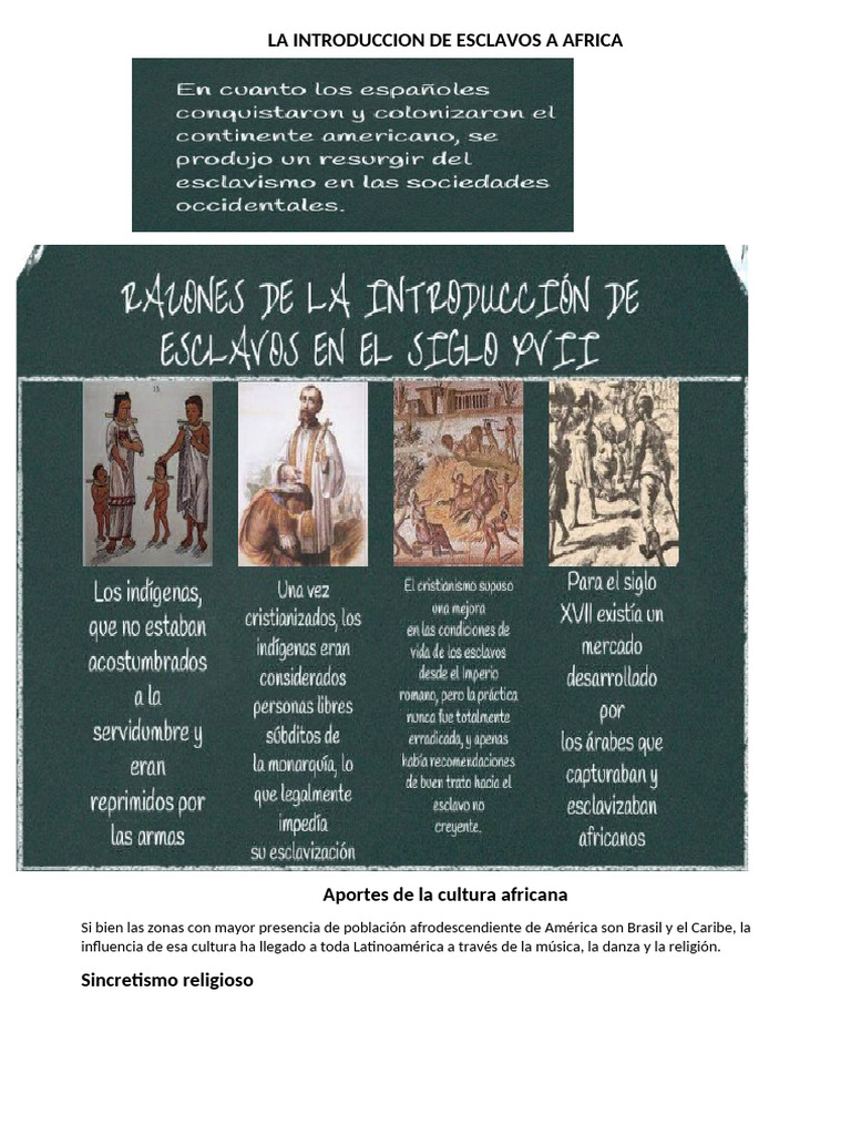 La Introduccion de Esclavos A Africa | PDF
