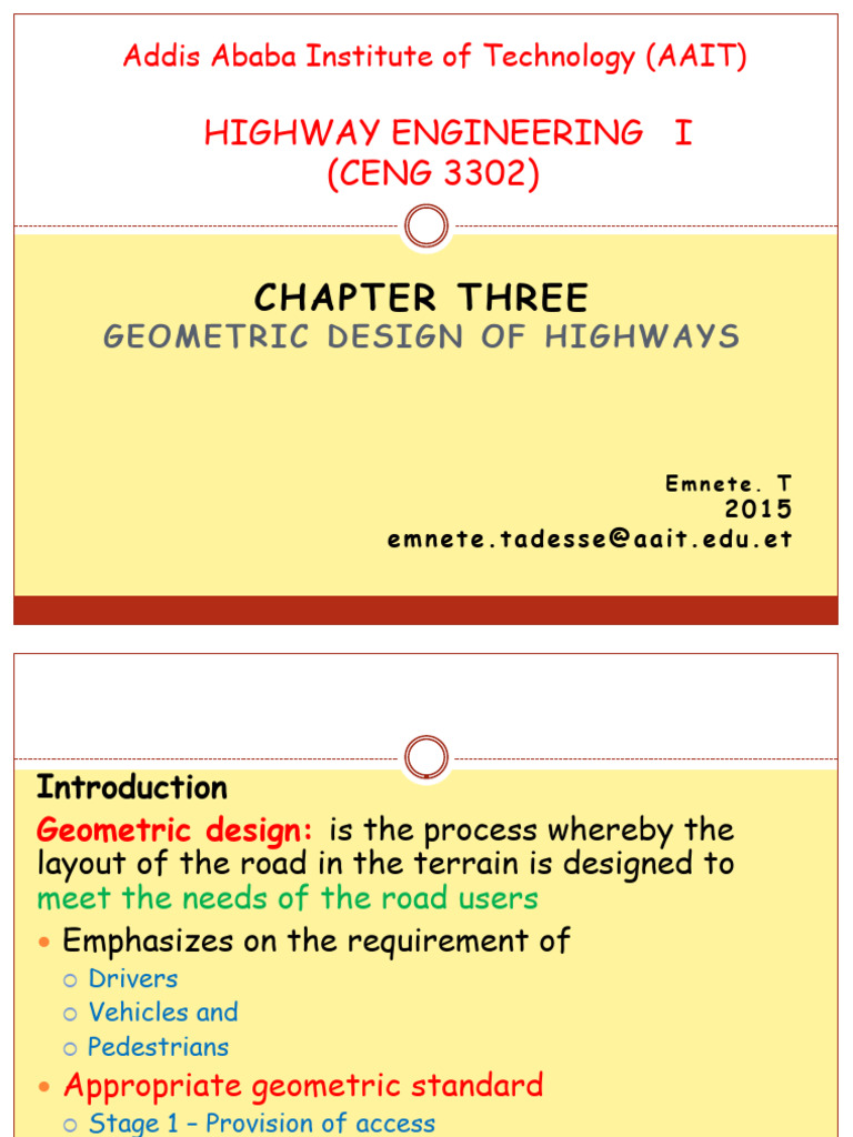 Geometric Design In Highway Engineering Pdf Road Transport