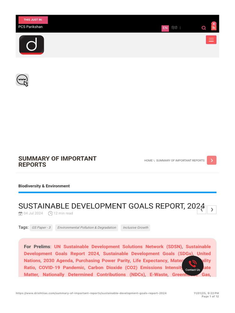 UN Sustainable Development Goals Report 2024 | PDF | Climate Change ...