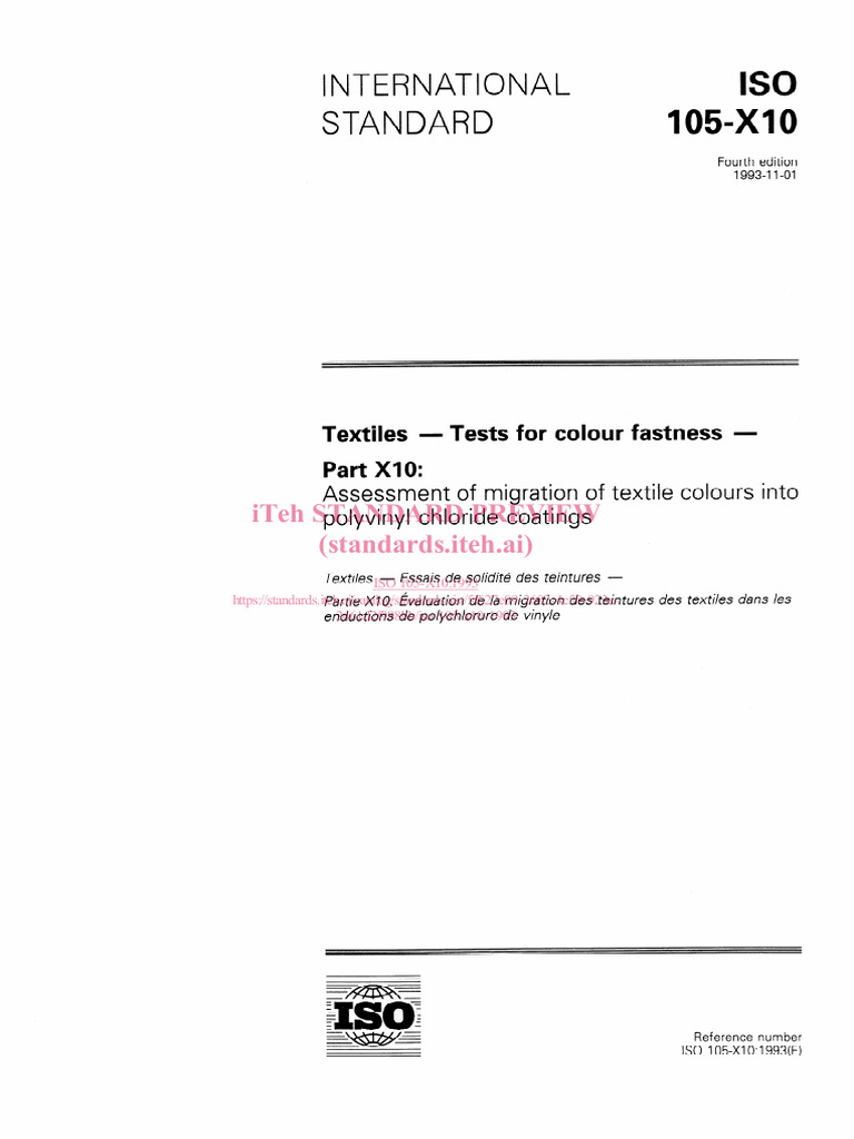 ISO 105-X10: PVC Color Migration Test | PDF | International ...