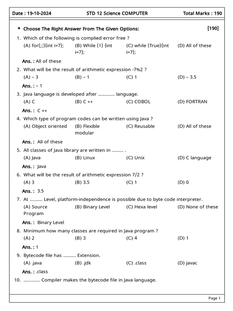 Em Std 12 Ch 7 Solution 1 Pdf Java Virtual Machine Boolean Data