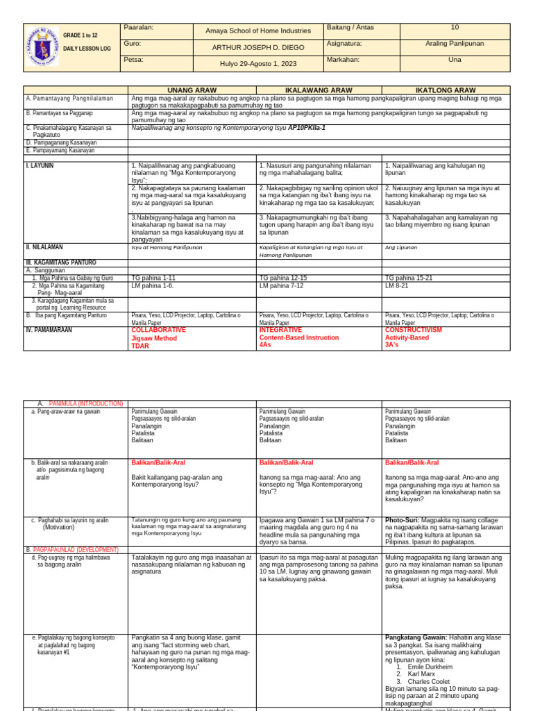 DLL Q1 Week 1 2023 2024 | PDF