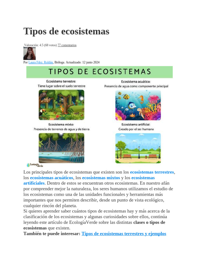Tipos de ecosistemas y ejemplos | PDF | Ecosistema | Pradera