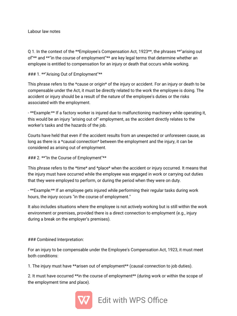 Labour Law note-WPS Office | PDF | Trade Union | Collective Bargaining