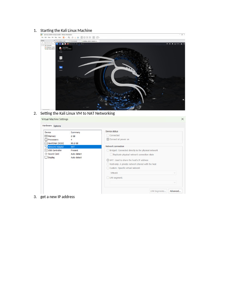 Kali Linux VM Setup and Configuration Guide | PDF
